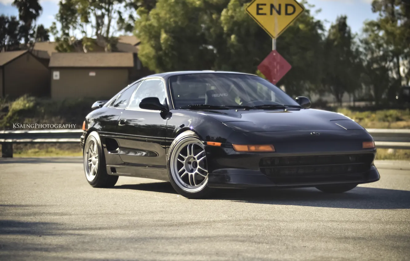 Photo wallpaper road, the sky, the way, black, highway, Toyota, the end, Toyota mr2