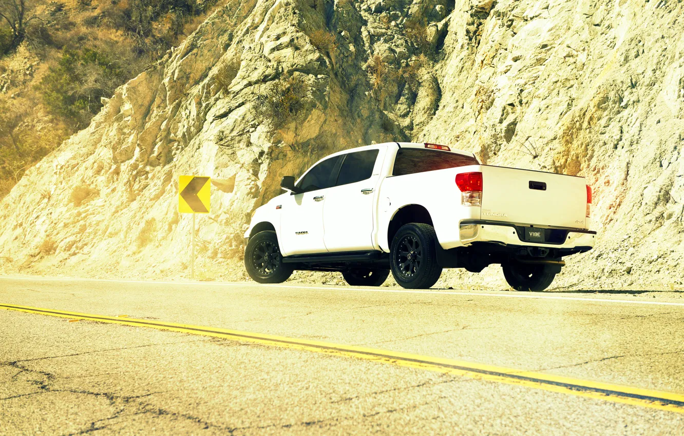 Photo wallpaper desert, white, pickup, toyota, Toyota, tundra