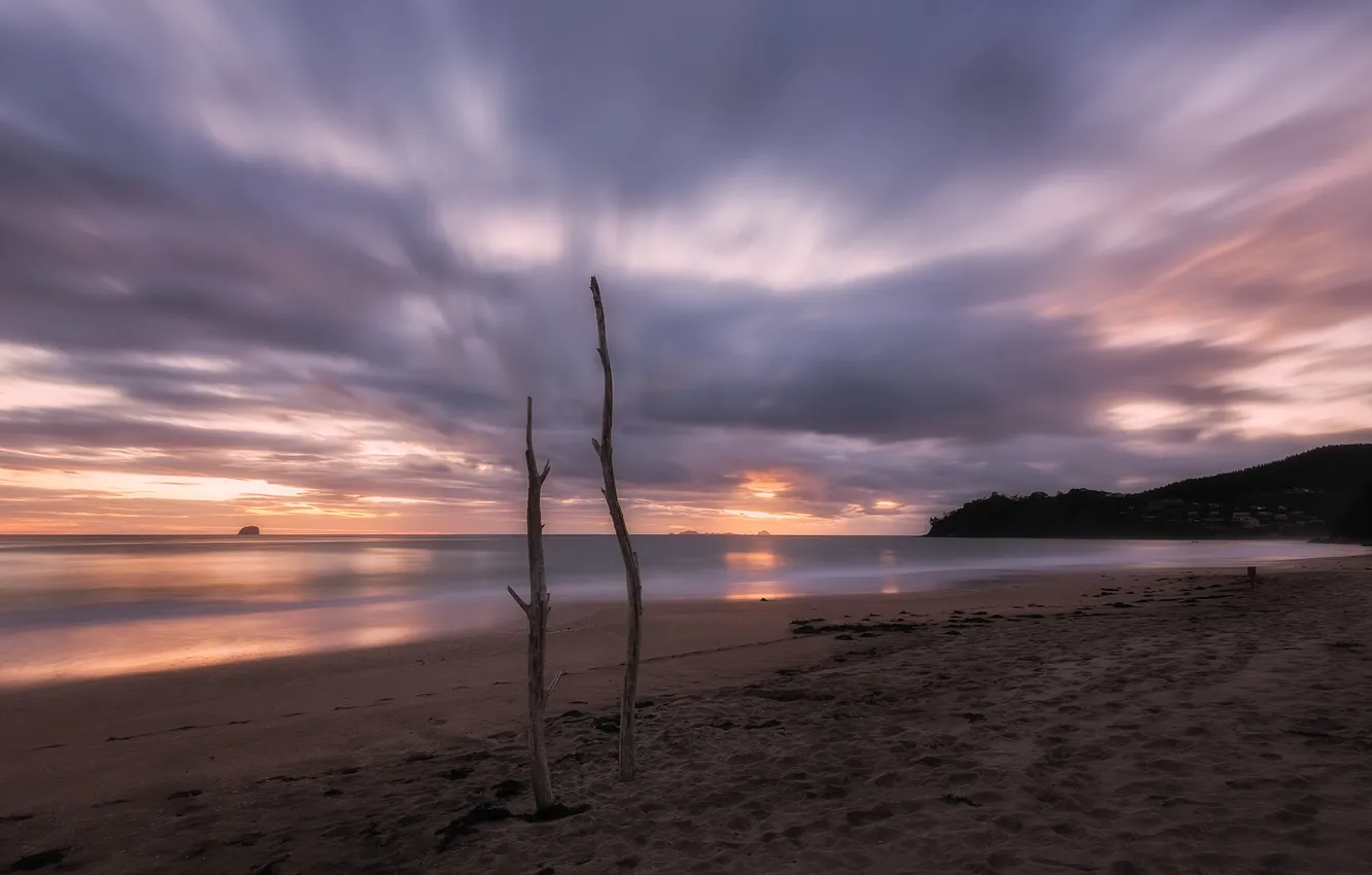 Photo wallpaper sea, beach, night