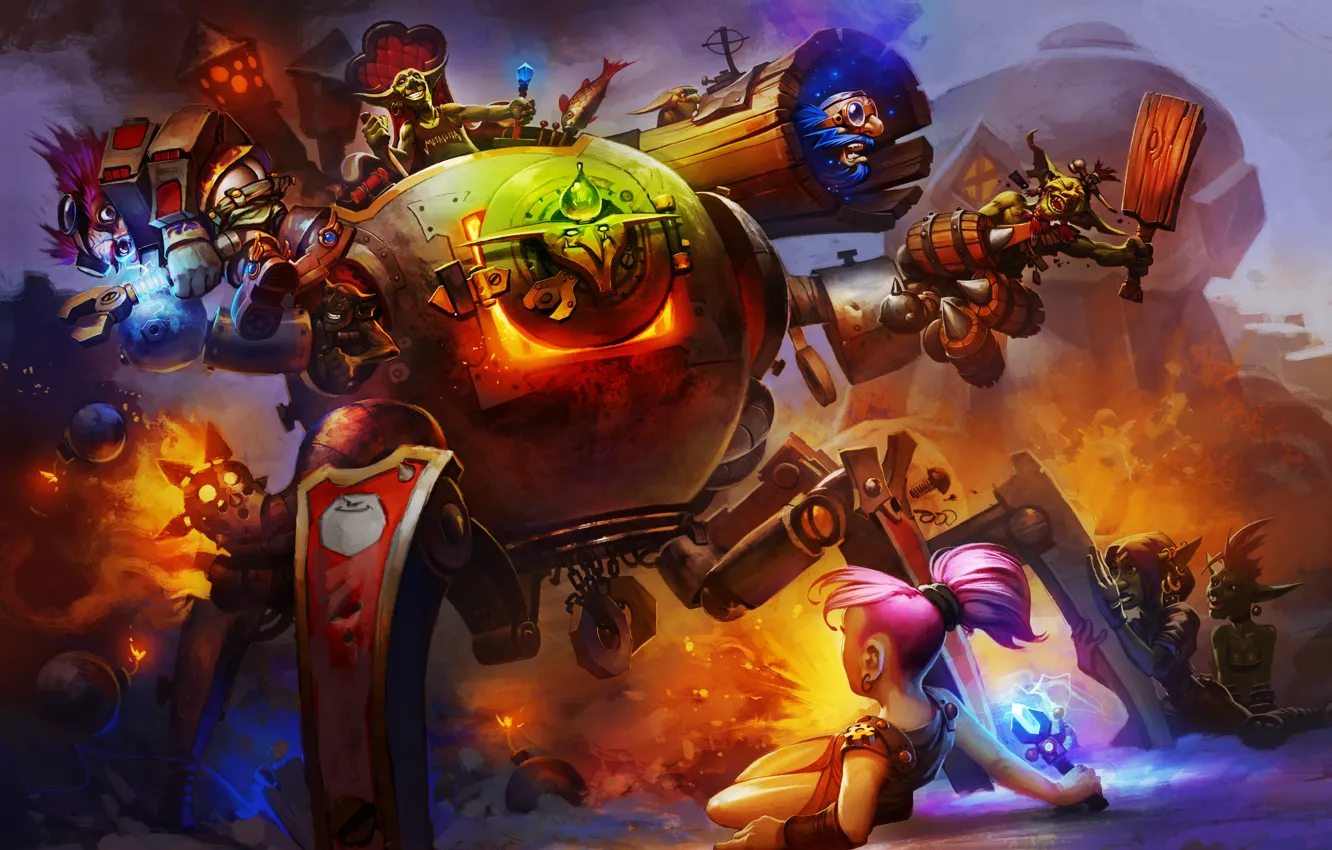 Photo wallpaper dwarf, Goblin, bot, Hearthstone, Goblins vs Gnomes, Hearthstone: Heroes of Warcraft
