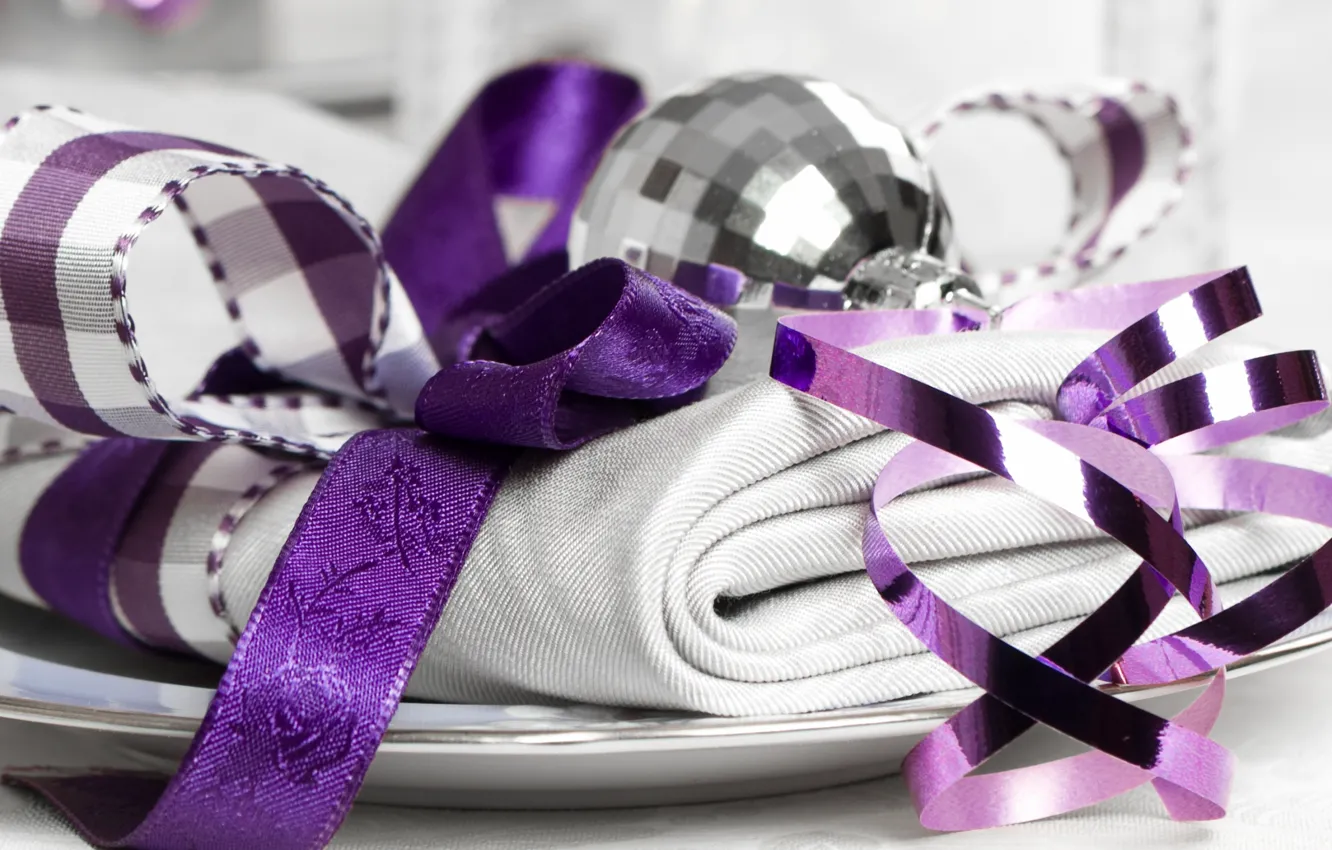 Photo wallpaper holiday, balls, new year, tape, fabric, the scenery, happy new year, christmas decoration