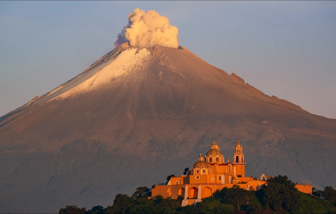 Photo wallpaper mountains, the volcano, Mexico, mountain, situation, volcano, Mexico city