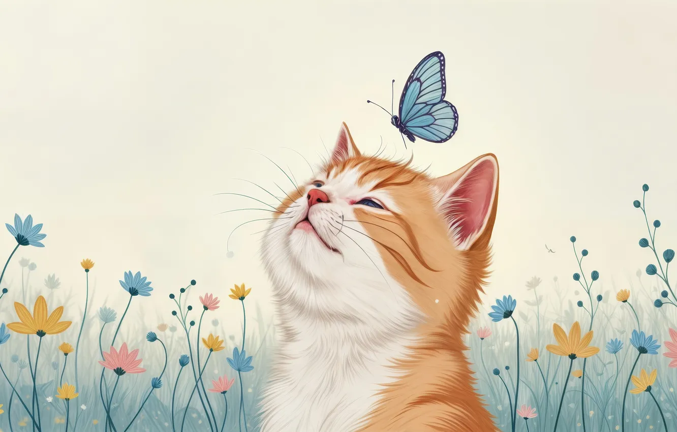 Photo wallpaper flower, blue, eyes, solo