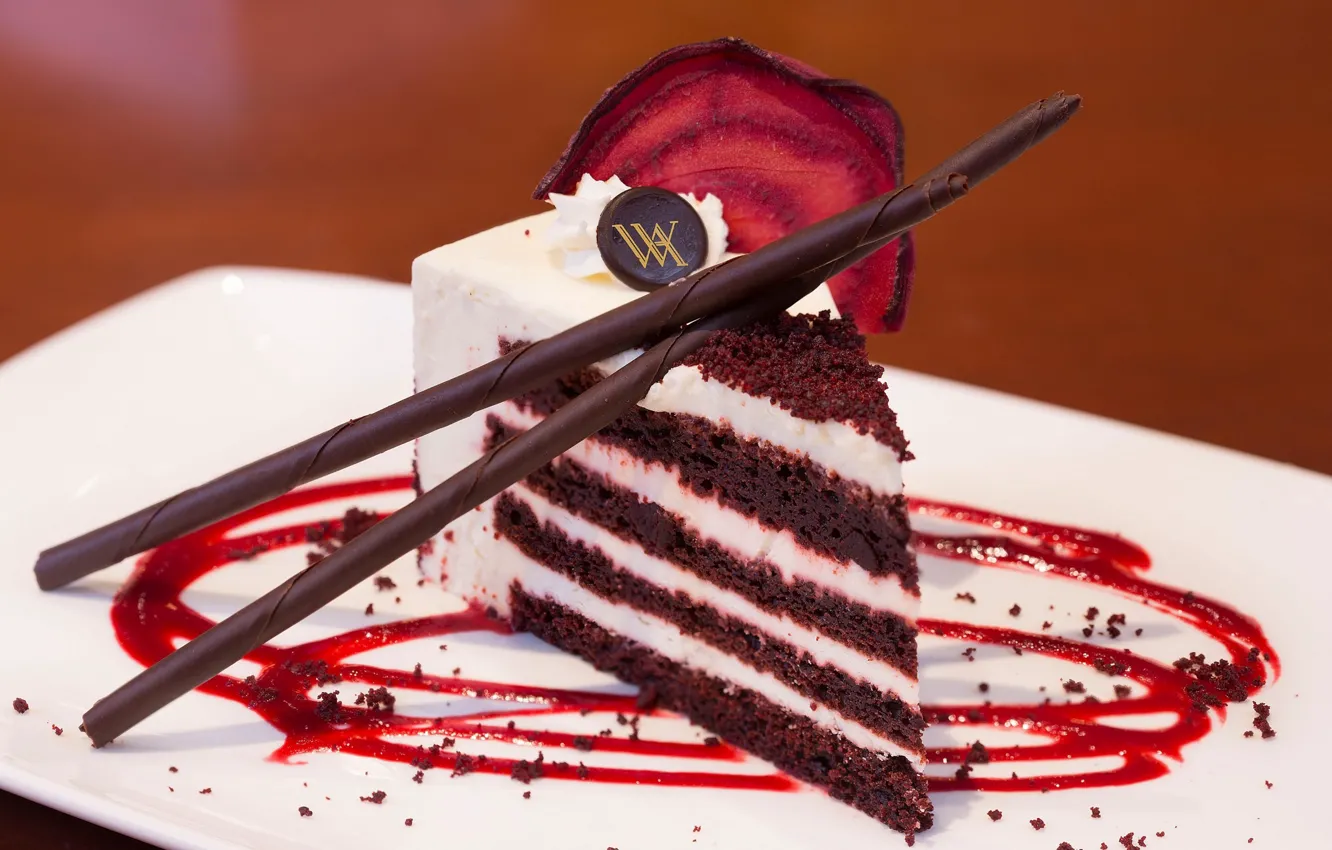 Photo wallpaper chocolate, cake, piece, tube