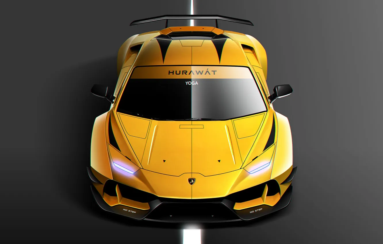 Photo wallpaper Auto, Yellow, Lamborghini, Machine, Supercar, The front, Sports car, Huracan