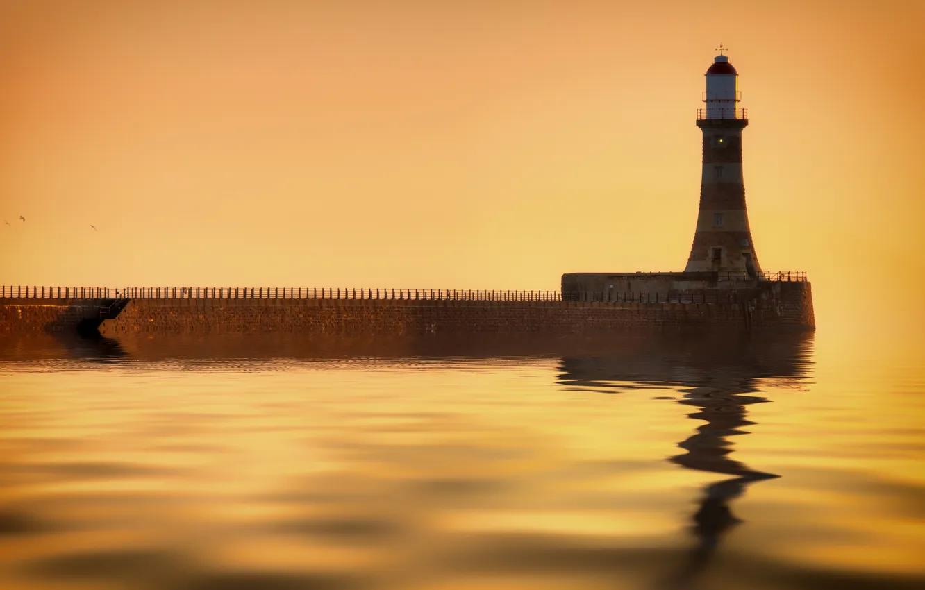 Photo wallpaper sea, night, lighthouse