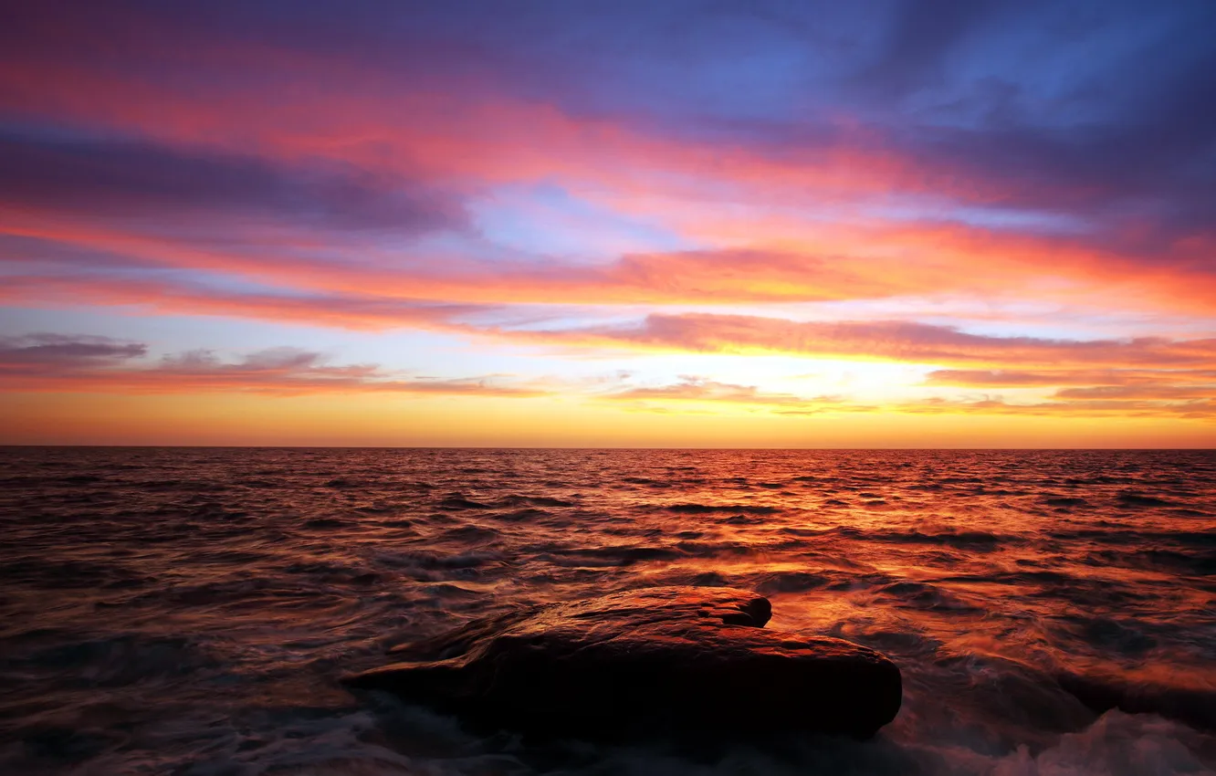 Photo wallpaper sea, the sky, landscape, sunset
