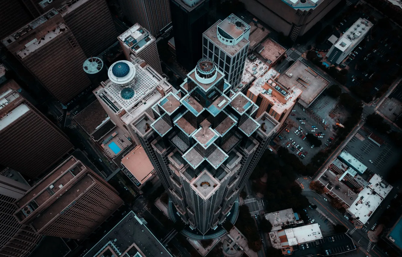 Photo wallpaper city, the city, building, architecture, megapolis, the view from the top, skyscrapers, buildings