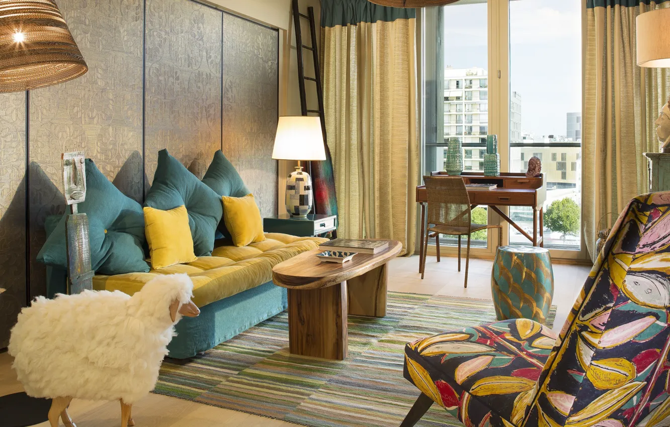 Photo wallpaper room, interior, living room