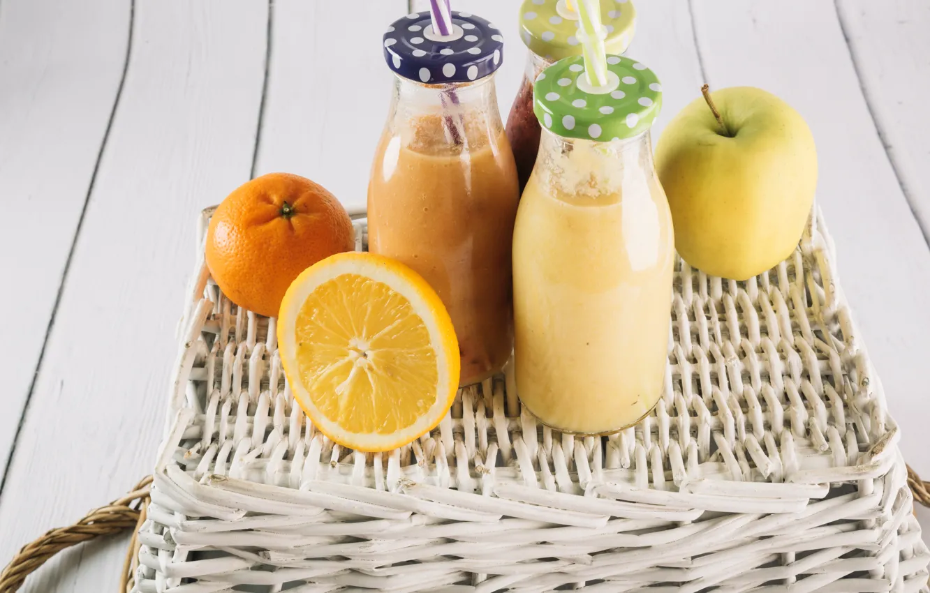 Photo wallpaper apples, orange, cocktail, drink