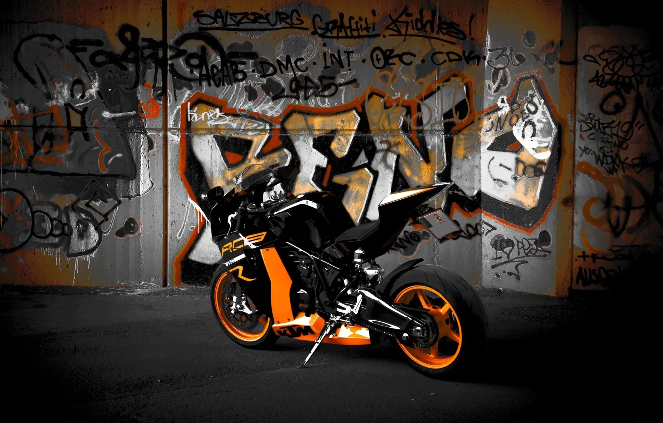 Photo wallpaper black, motorcycle, black, rear view, bike, ktm, rc8 r