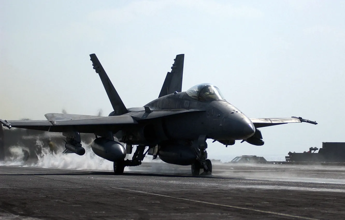 Photo wallpaper hornet, attack, American, F/A-18, fighter-bomber, Hornet, deck, Hornet
