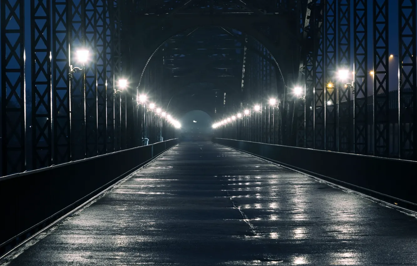 Photo wallpaper night, bridge, the city