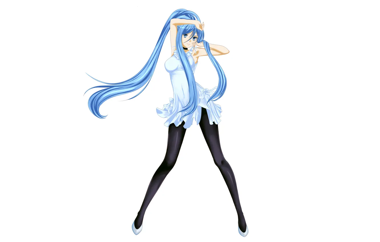 Photo wallpaper girl, long hair, dress, legs, anime, blue eyes, beautiful, twintails