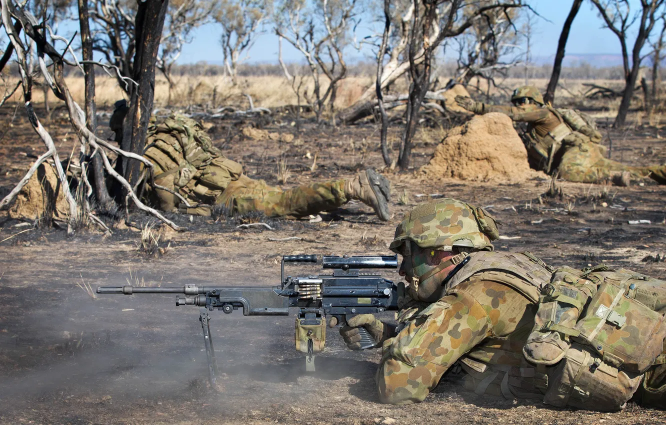 Photo wallpaper weapons, army, soldiers, Australian Army