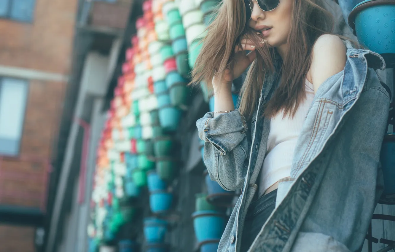 Photo wallpaper girl, glasses, jacket, girl, woman, Galina Rover, Galeine Rover