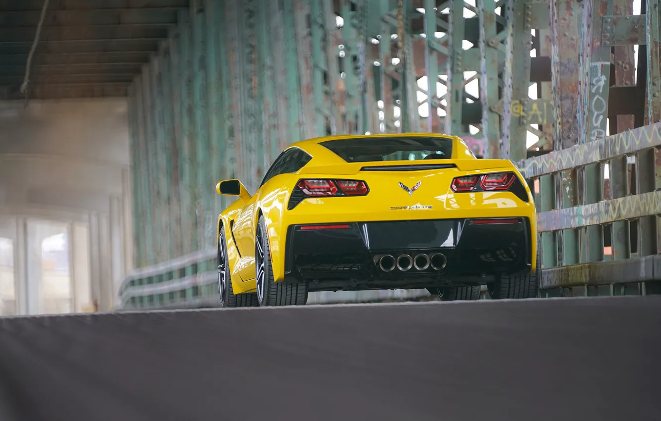 Photo wallpaper yellow, design, rear view, Corvette Chevrolet