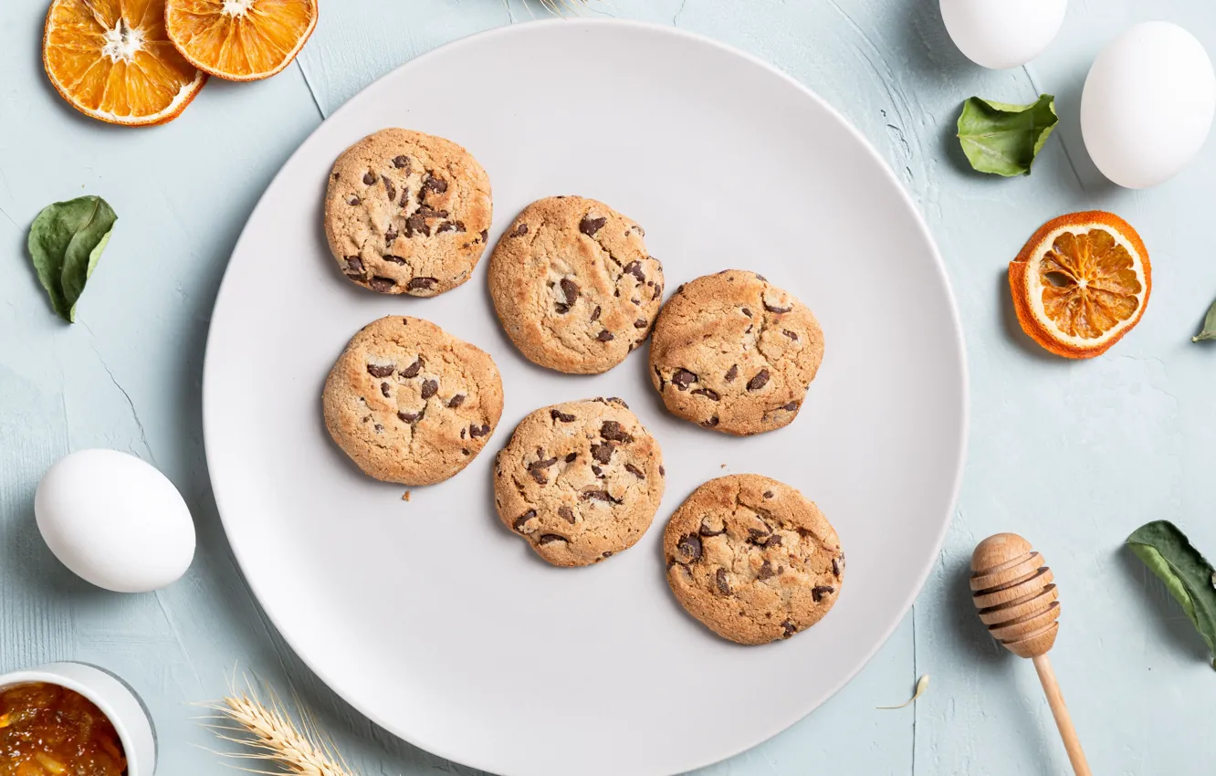 Photo wallpaper wheat, orange, food, eggs, cookies, fruit, cakes