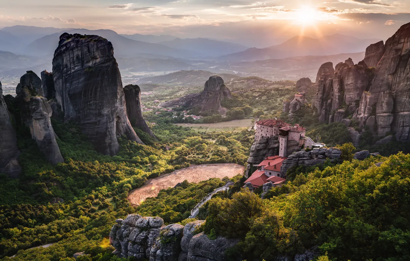 Photo wallpaper forest, trees, mountains, home