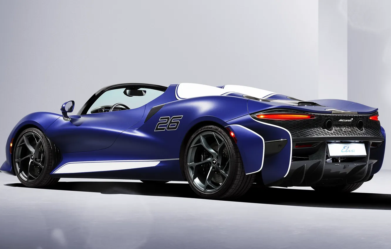 Photo wallpaper convertible, luxury, super car, technology, exterior, 2021, light background, McLaren Elva