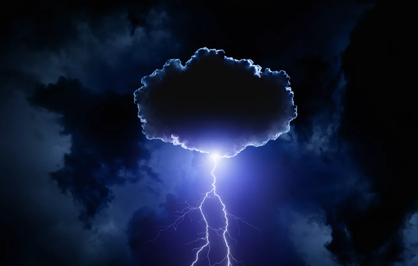 Photo wallpaper the storm, the sky, clouds, night, clouds, lightning