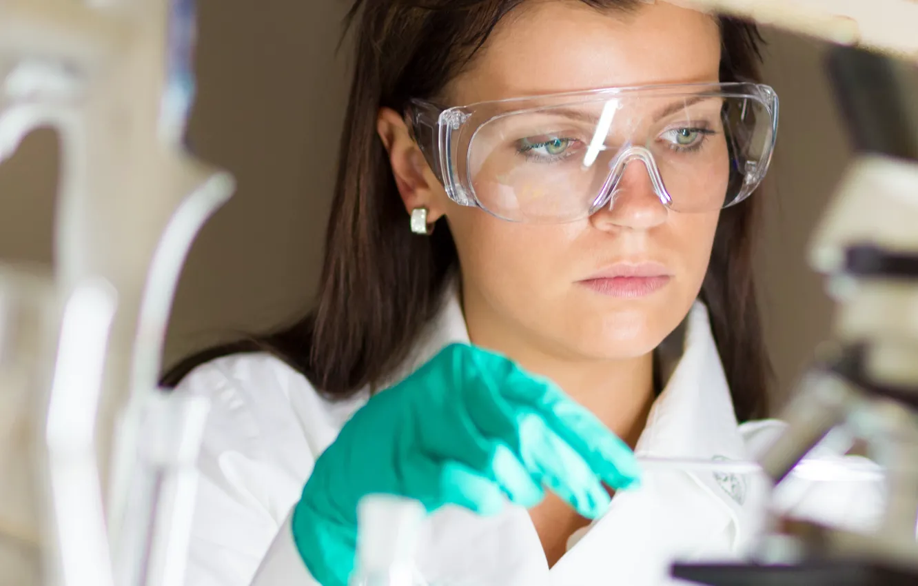 Photo wallpaper professional, science, concentration, goggles, dedication