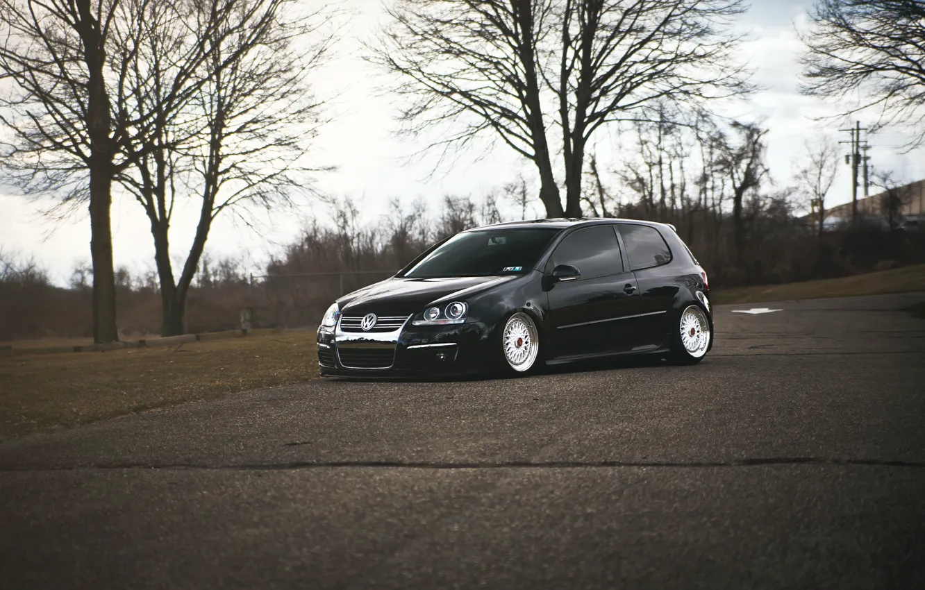 Photo wallpaper volkswagen, Golf, golf, Black, Volkswagen, stance, MK5