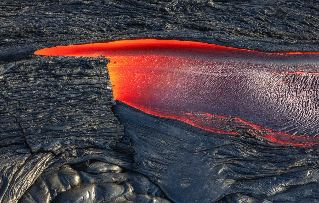 Photo wallpaper the volcano, Hawaii, lava, USA