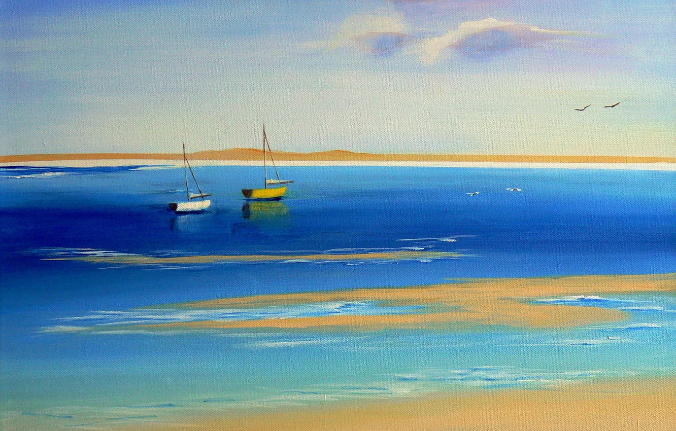 Photo wallpaper sea, boat, picture