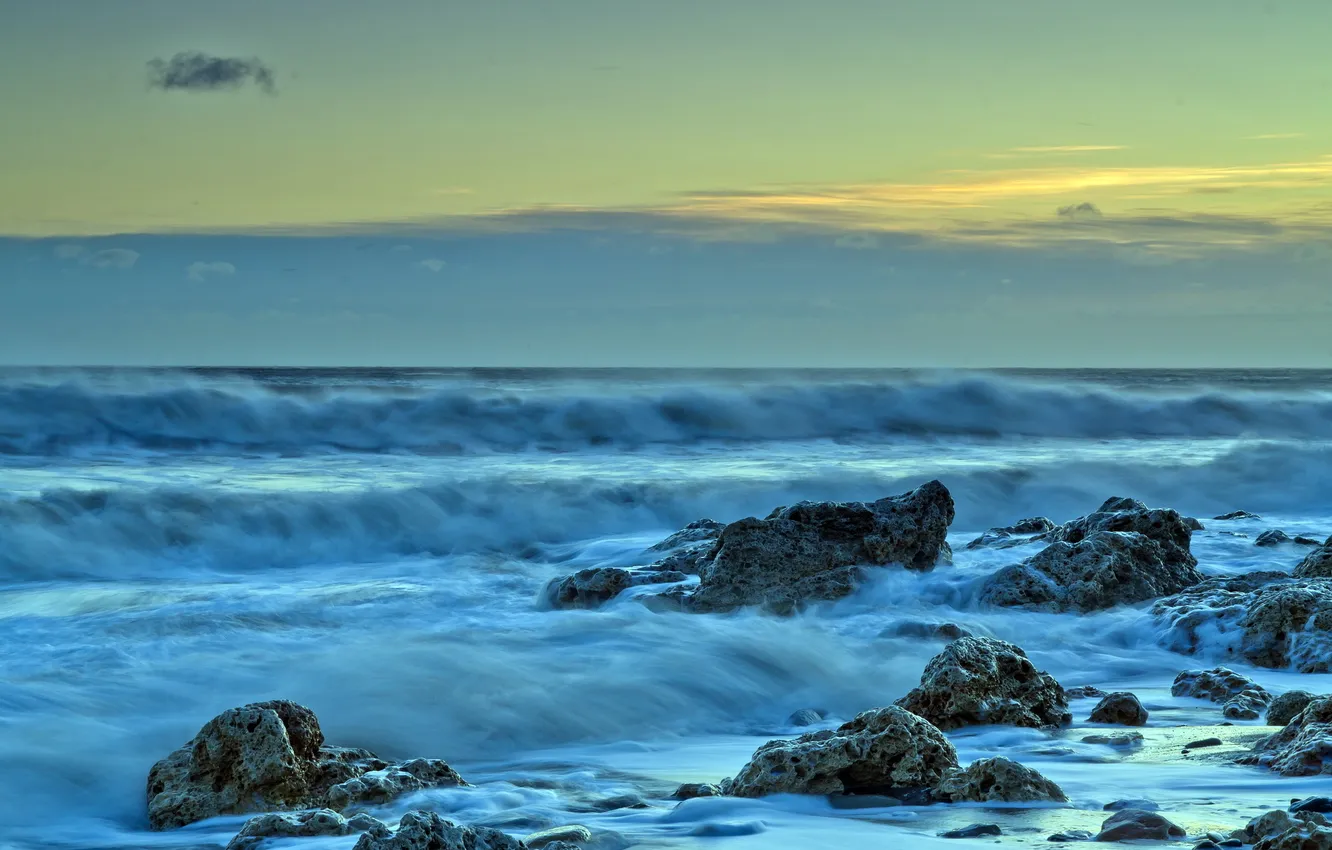 Photo wallpaper sea, landscape, sunset