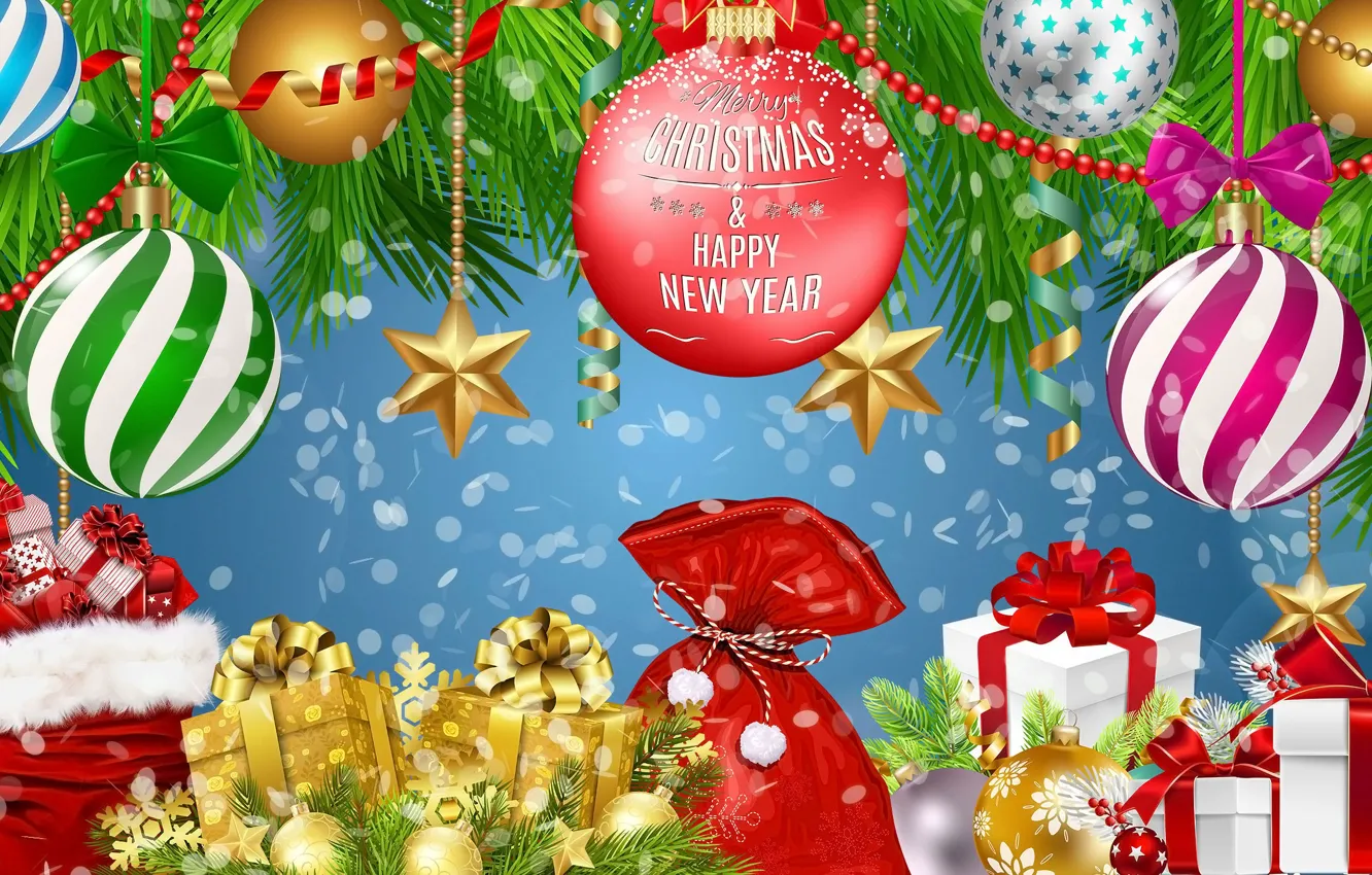 Photo wallpaper Graphics, Christmas, Bombki