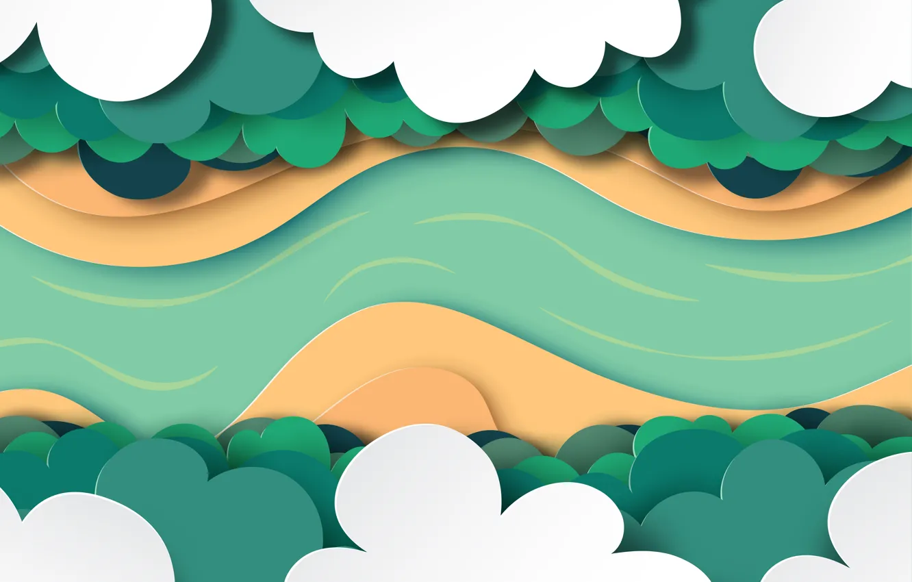 Photo wallpaper forest, paper, vector, obloka