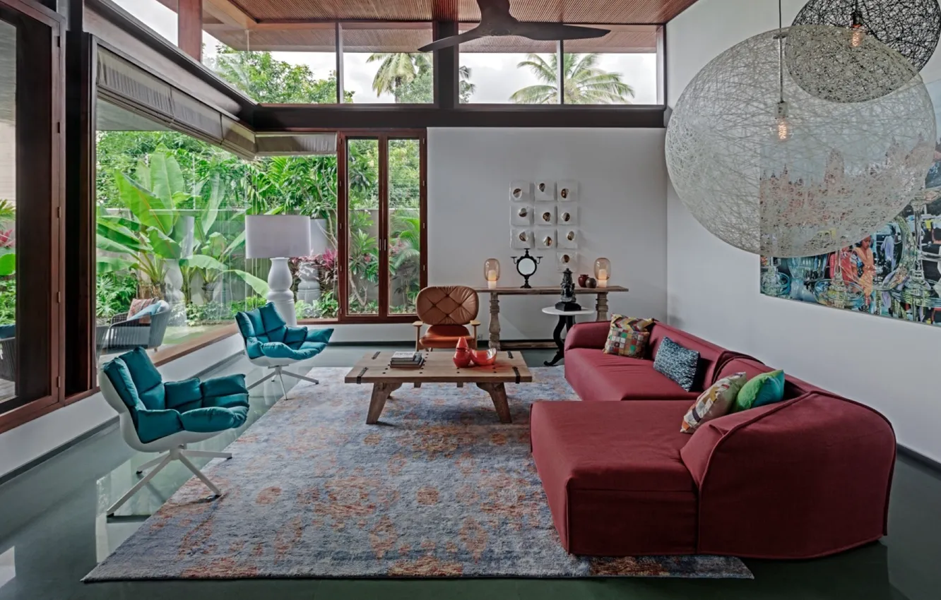 Photo wallpaper room, interior, living room, Contemporary House, by Khosla Associates