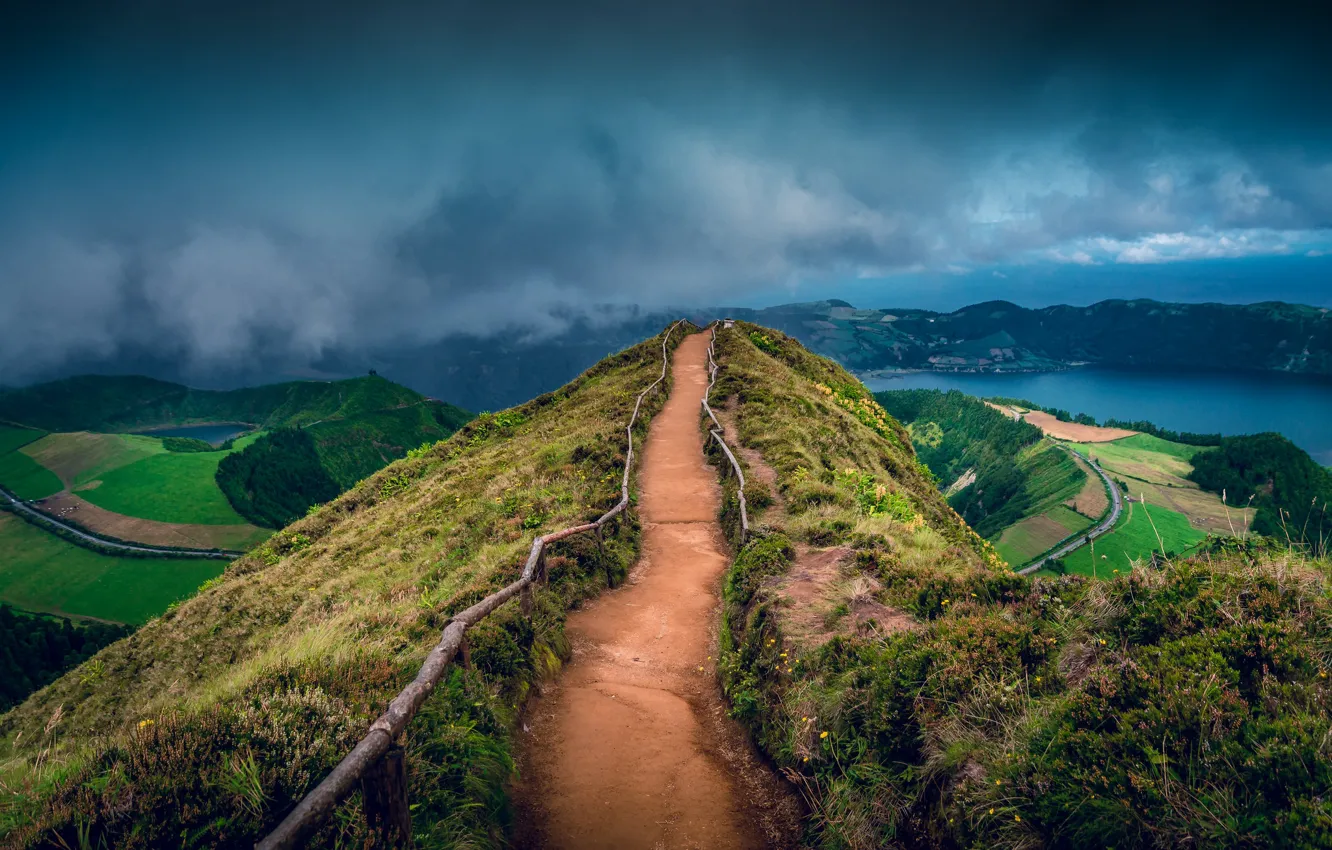 Photo wallpaper road, nature, hills