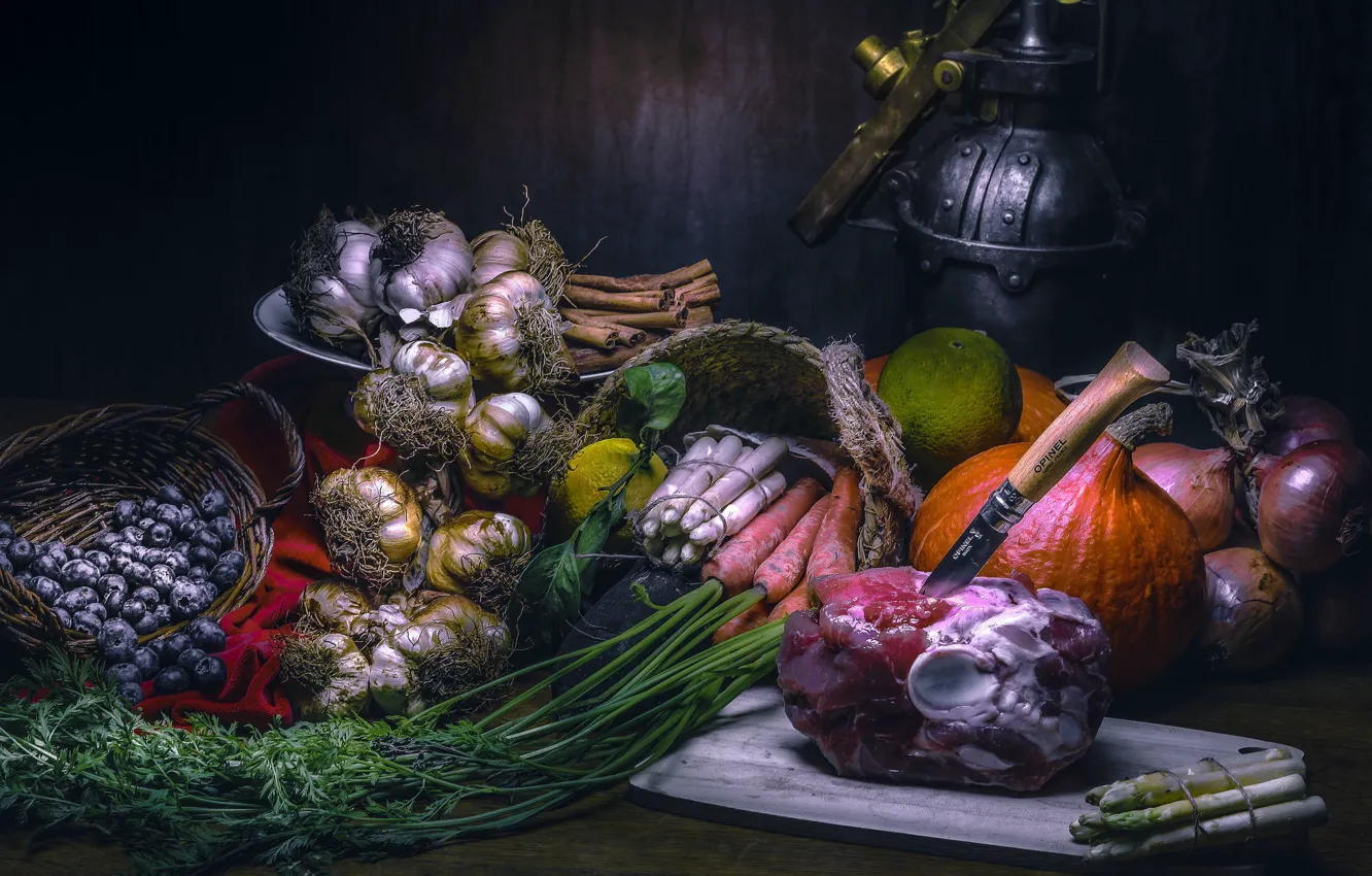 Photo wallpaper food, meat, vegetables