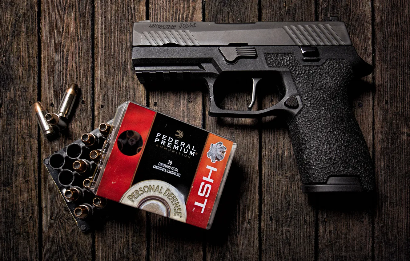 Photo wallpaper gun, background, cartridges, box