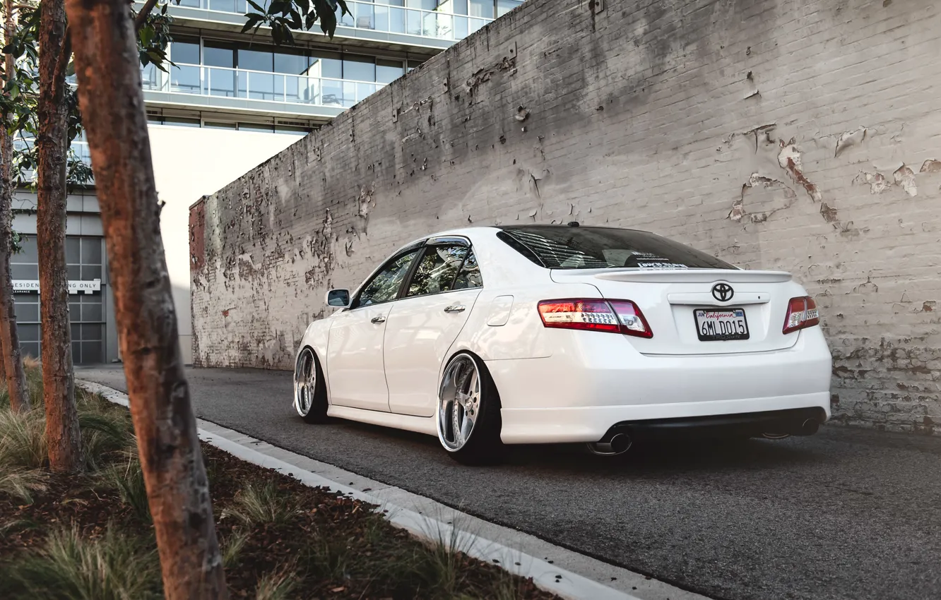 Photo wallpaper white, Toyota, Toyota, Camry, stance, Camry