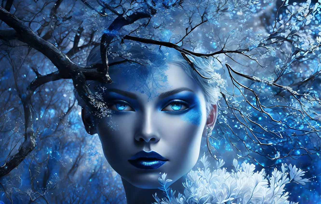 Photo wallpaper winter, girl, the snow Queen
