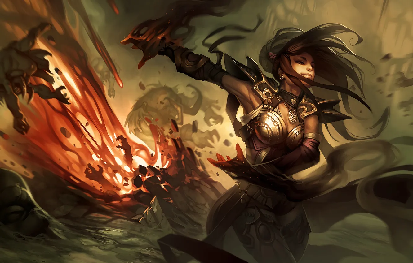 Photo wallpaper girl, the explosion, costume, MAG, Diablo 3, Wizard