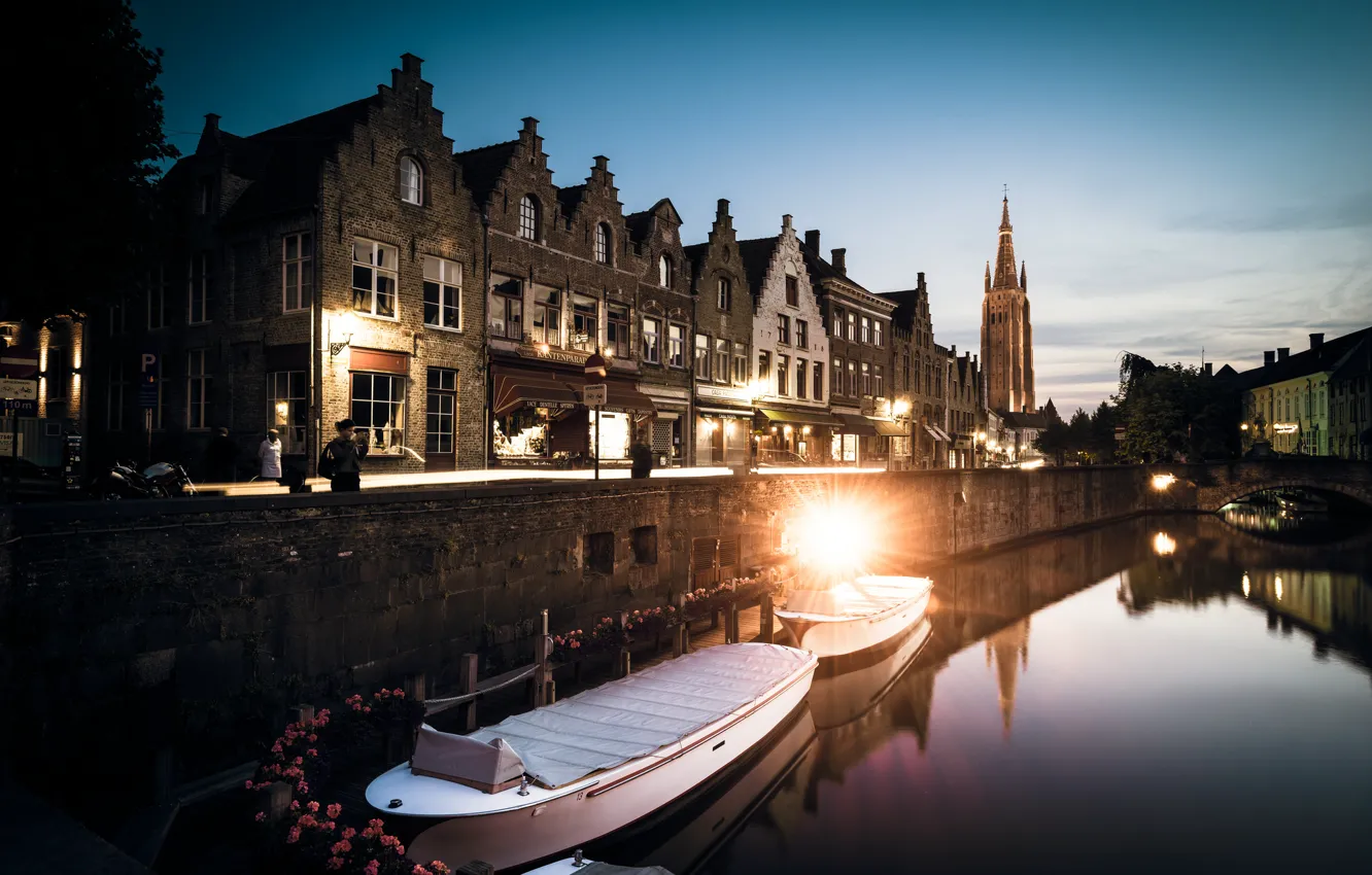 Photo wallpaper the evening, Belgium, twilight, Bruges, West-Flanders