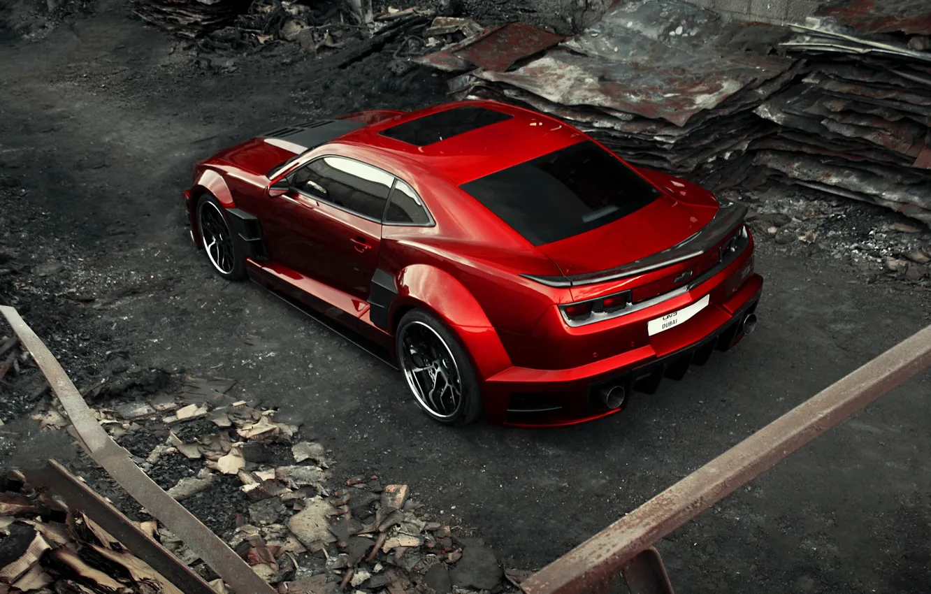 Photo wallpaper car, auto, carbon, supercar, sportcar, red, carbon, Chevrolet Camaro