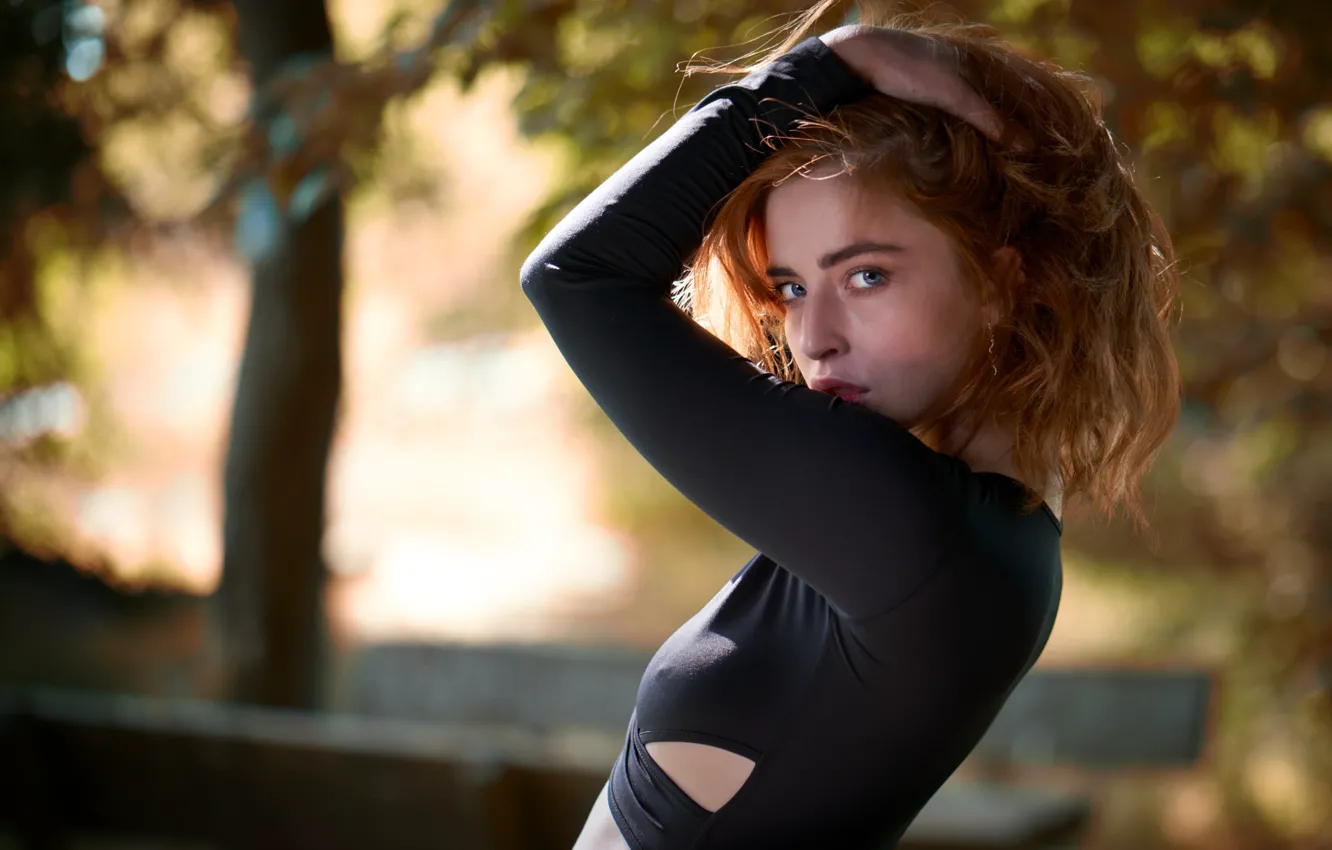 Photo wallpaper look, girl, face, model, Martin Fuhrmann