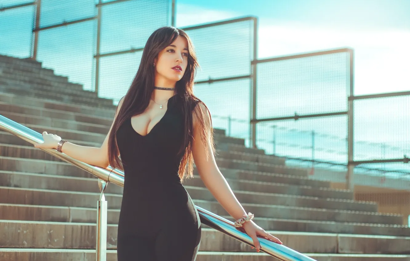 Photo wallpaper black, girls, tits, big tits