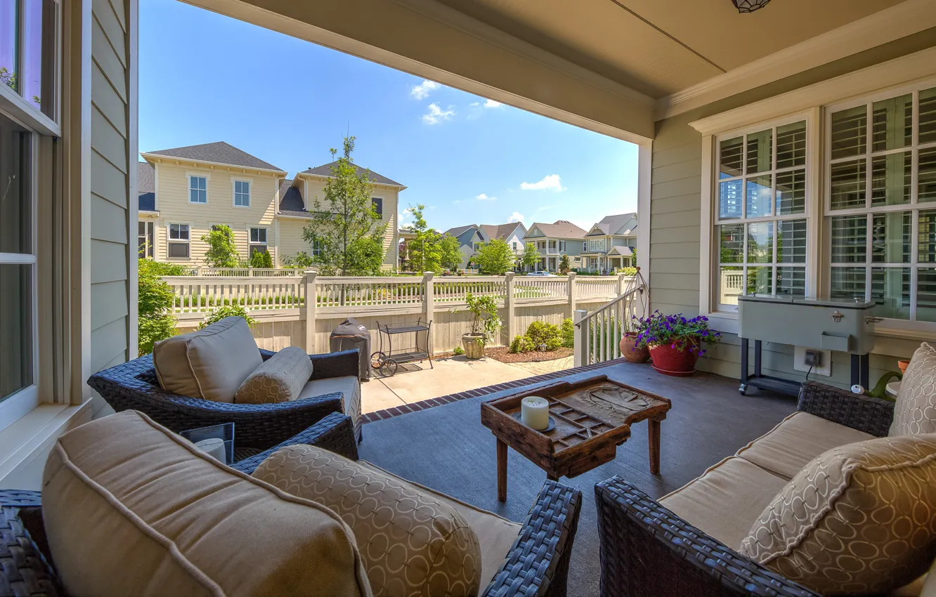 Photo wallpaper furniture, interior, terrace, grill