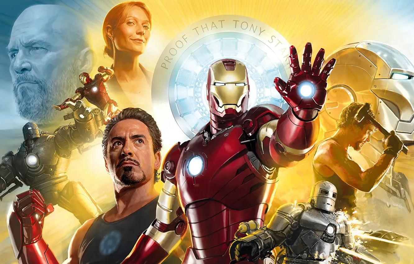 Photo wallpaper 2008, Art, Iron Man, Tony Stark, Iron Man, Tony Stark, Gwyneth Paltrow, Pepper Potts