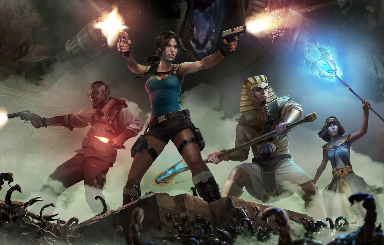 Photo wallpaper Tomb Raider, Lara Coft, Scorpions, Lara Croft and the Temple Of Osiris, Game Art