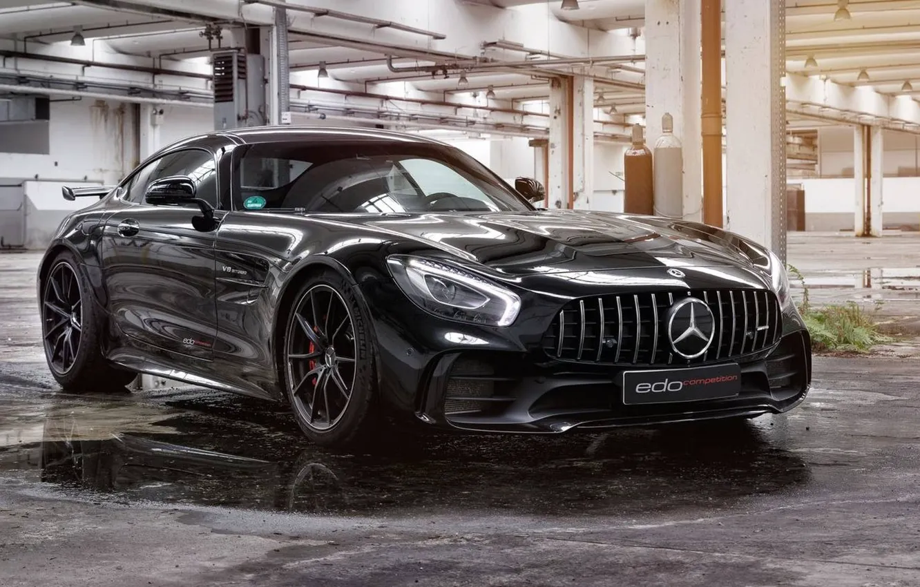 Photo wallpaper water, puddle, Parking, Edo Competition, Mercedes-AMG GT R