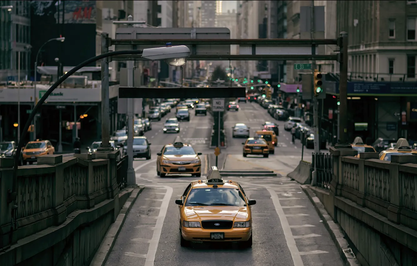 Photo wallpaper USA, New York, taxi
