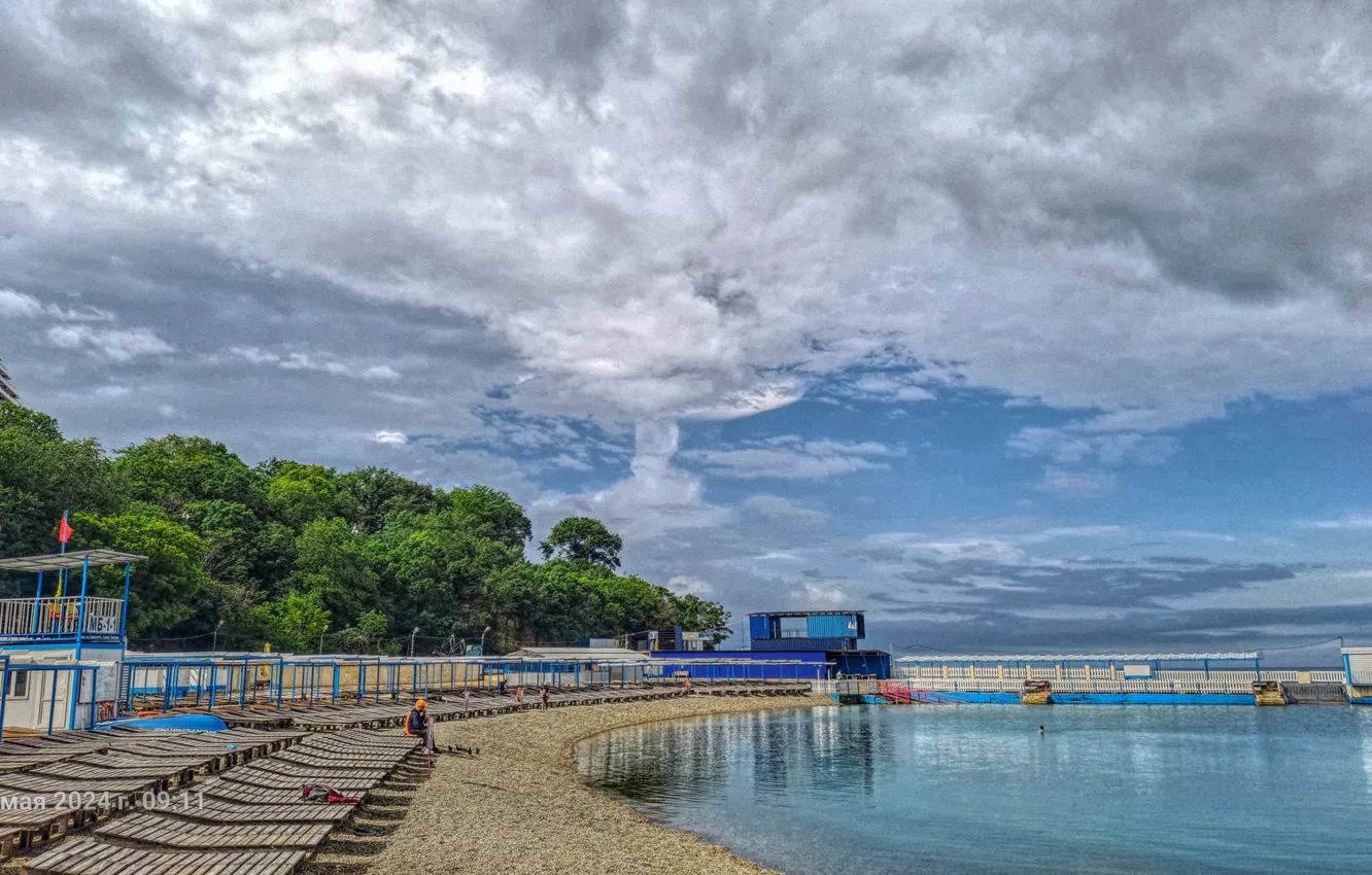 Photo wallpaper sea, beach, the sky, clouds, Anapa
