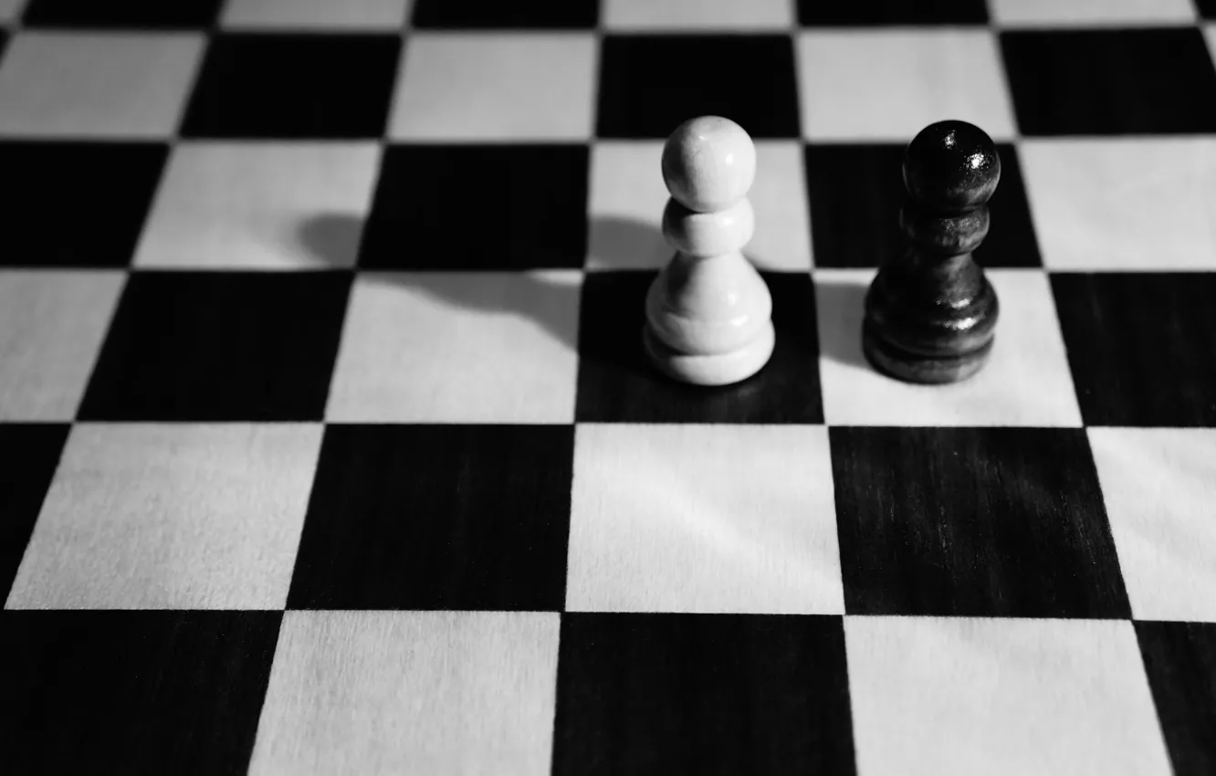 Photo wallpaper chess, Board, white, black, pawns